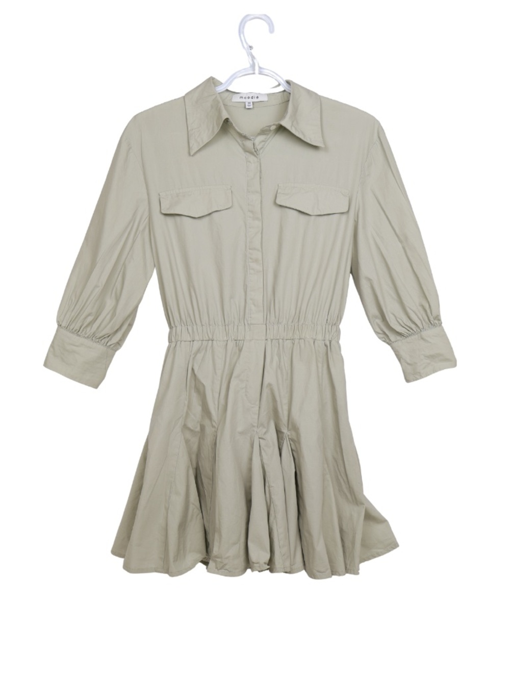 Moodie Mint Green Dress XS Long Sleeve Fit Flare Mini Dress